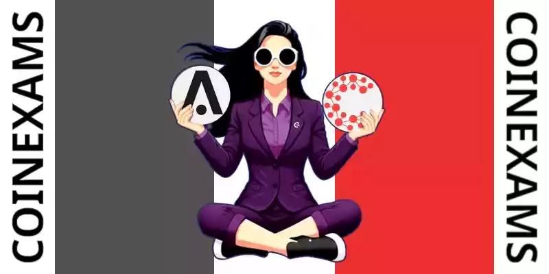 Nova (CoinExams Mascot) holding Aion logo on the left and holding Casper on the right.