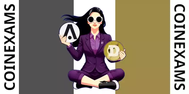 Nova (CoinExams Mascot) holding Aion logo on the left and holding Dogecoin on the right.