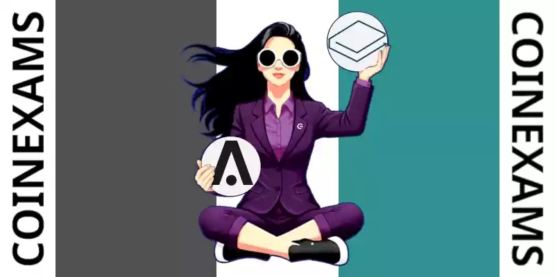 Nova (CoinExams Mascot) holding Aion logo on the left and holding Lbry Credits on the right.