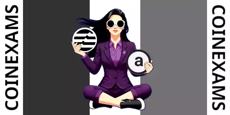 Nova (CoinExams Mascot) holding Aptos logo on the left and holding Arweave on the right.