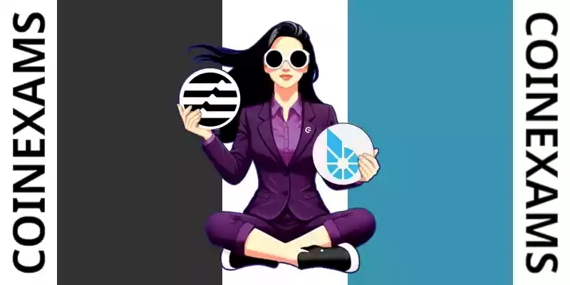 Nova (CoinExams Mascot) holding Aptos logo on the left and holding Bitshares on the right.