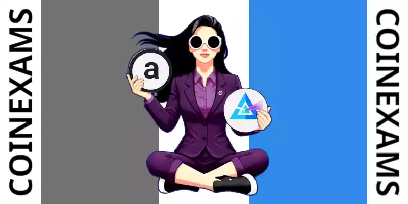 Nova (CoinExams Mascot) holding Arweave logo on the left and holding Beam on the right.