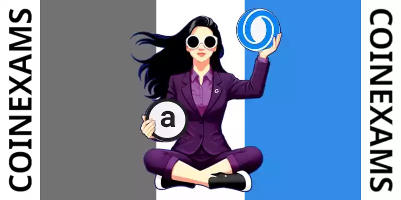 Nova (CoinExams Mascot) holding Arweave logo on the left and holding Oasis Network on the right.