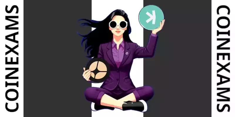 Nova (CoinExams Mascot) holding Aster logo on the left and holding Kaspa on the right.