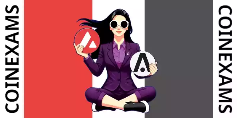 Nova (CoinExams Mascot) holding Avalanche logo on the left and holding Aion on the right.