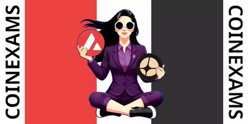 Nova (CoinExams Mascot) holding Avalanche logo on the left and holding Aster on the right.