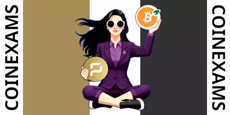 Nova (CoinExams Mascot) holding Pirate Chain logo on the left and holding Rootstock Bitcoin on the right.