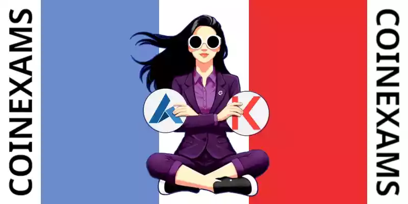 Nova (CoinExams Mascot) crossing her arms while holding Ardor logo on the left and holding Kava logo on the right.