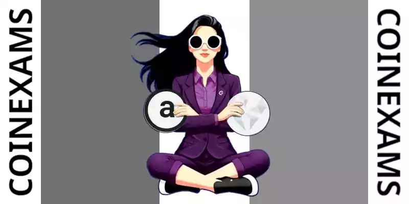 Nova (CoinExams Mascot) crossing her arms while holding Arweave logo on the left and holding Kardiachain logo on the right.