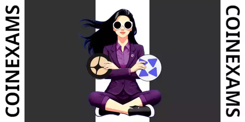 Nova (CoinExams Mascot) crossing her arms while holding Aster logo on the left and holding Defactor logo on the right.