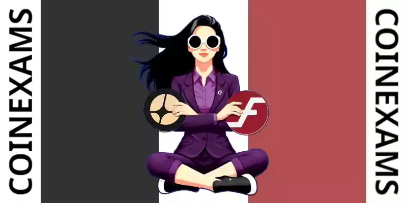 Nova (CoinExams Mascot) crossing her arms while holding Aster logo on the left and holding Firo logo on the right.