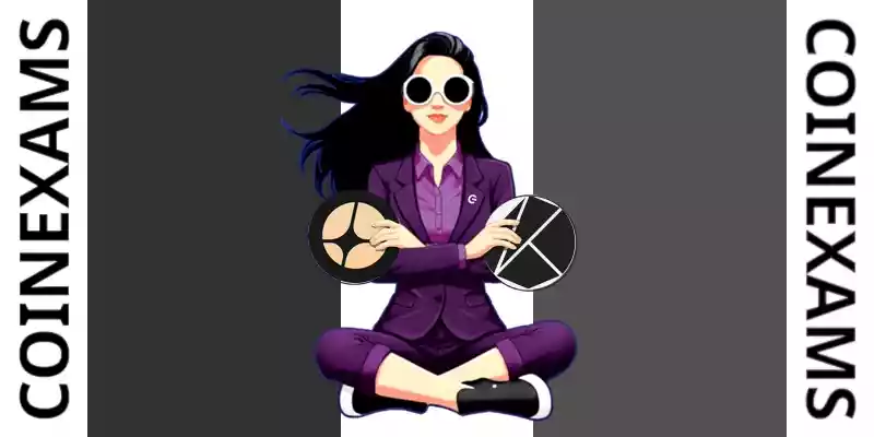 Nova (CoinExams Mascot) crossing her arms while holding Aster logo on the left and holding Klaytn logo on the right.
