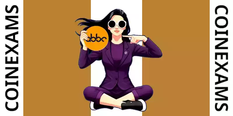 Nova (Linh vật của CoinExams) đang cầm logo Abbc Coin