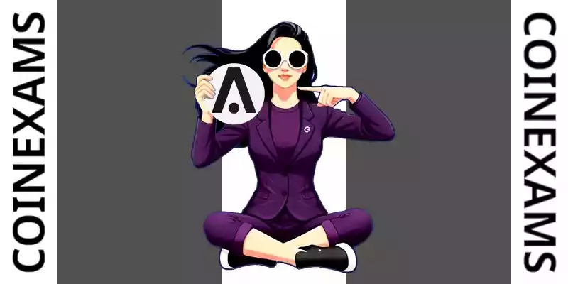 Nova (Maskotka CoinExams) trzymająca logo Aion