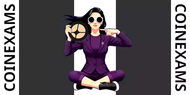 Nova (Linh vật của CoinExams) đang cầm logo Aster
