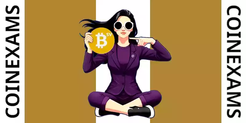 Nova (Linh vật của CoinExams) đang cầm logo Bitcoin Sv
