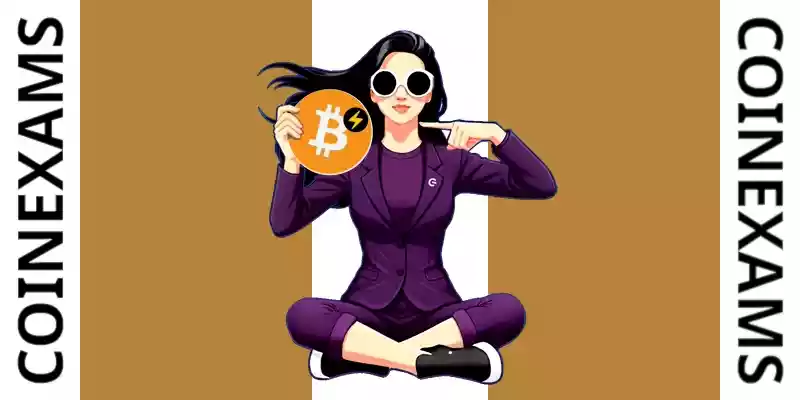 Nova(CoinExams吉祥物)手持Bitcoin标志