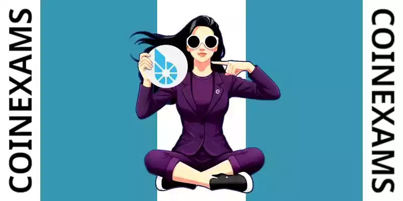 Nova (Maskot CoinExams) memegang logo Bitshares