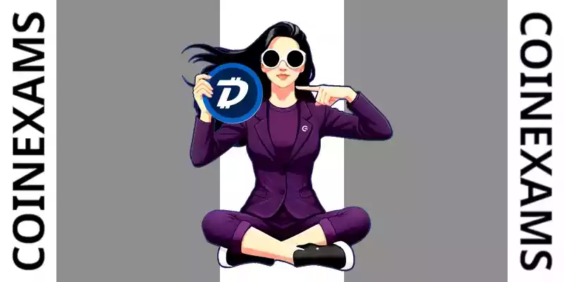 নোভা (কয়েনএক্সামস মাসকট) Digibyte লোগো ধরে আছে