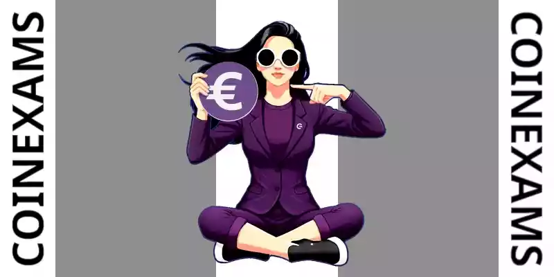 নোভা (কয়েনএক্সামস মাসকট) Eur Fiat লোগো ধরে আছে