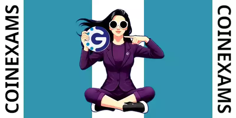 Nova (Maskotka CoinExams) trzymająca logo Gochain
