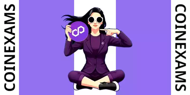 Nova (CoinExams Mascot) holding Polygon logo